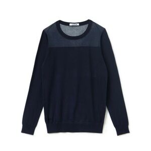 Lacoste Dark Blue Crewneck Sweater with sheer yoke detail Size XL (44)